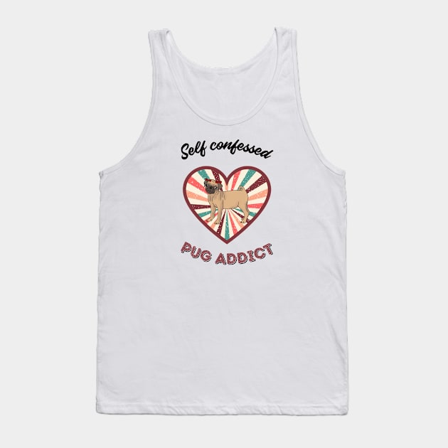 Self confessed pug addict - a retro vintage design Tank Top by Cute_but_crazy_designs